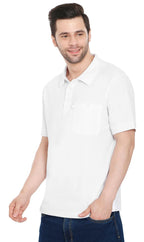 Men's Short Sleeve Polo Shirt — Pique Knit Cotton Blend with Chest Pocket