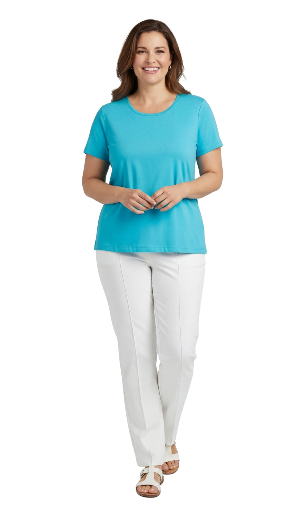 Women's Short Sleeve Crew Neck T-Shirt — Relaxed Fit Cotton Blend