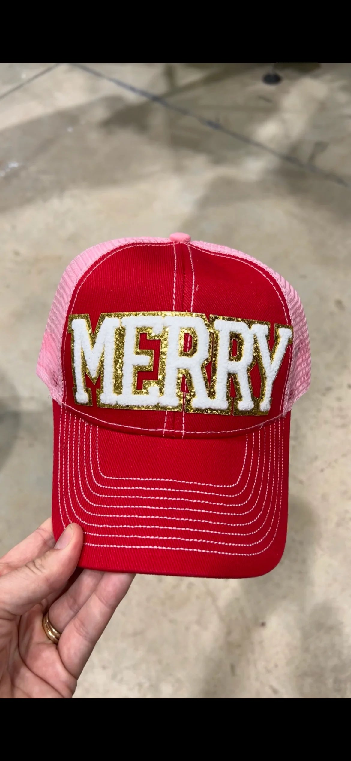 White Chenille Merry Trucker