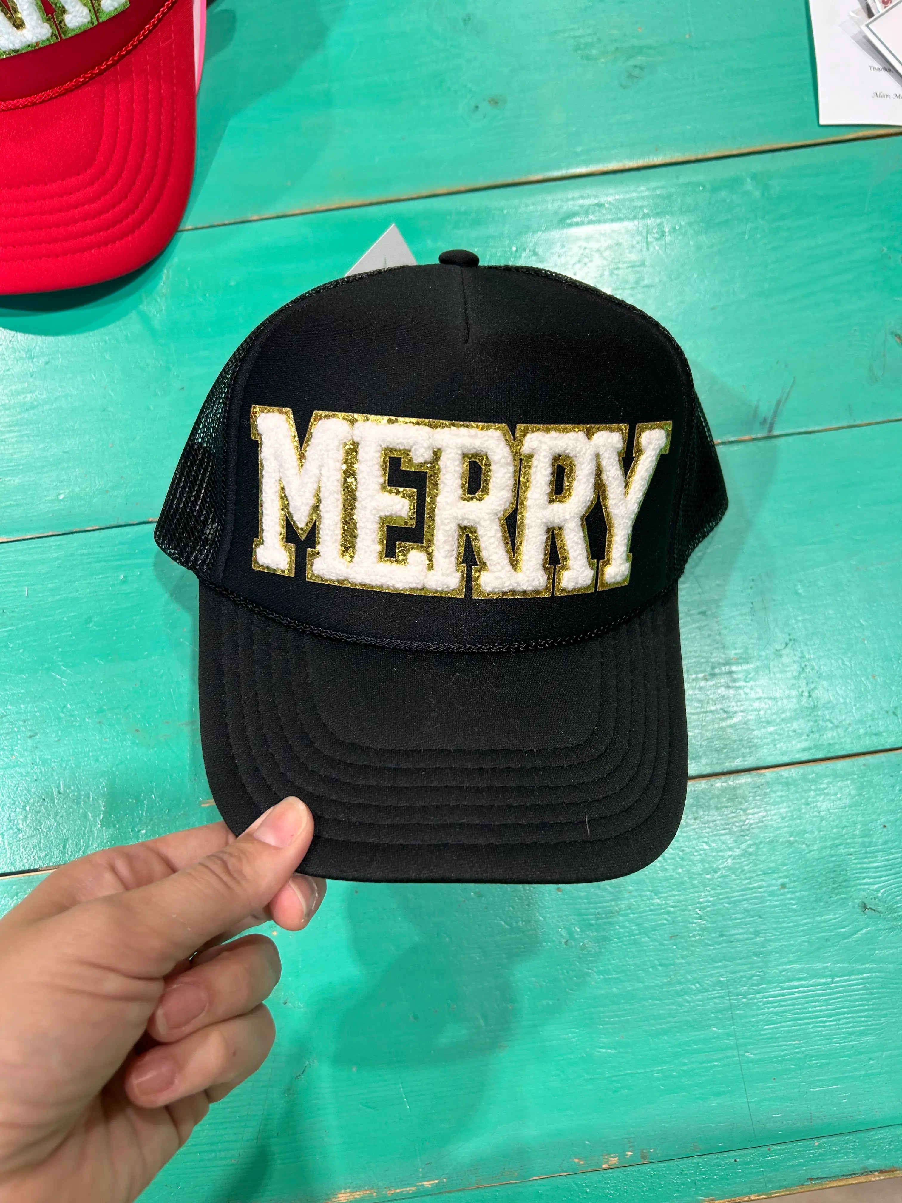 White Chenille Merry Trucker