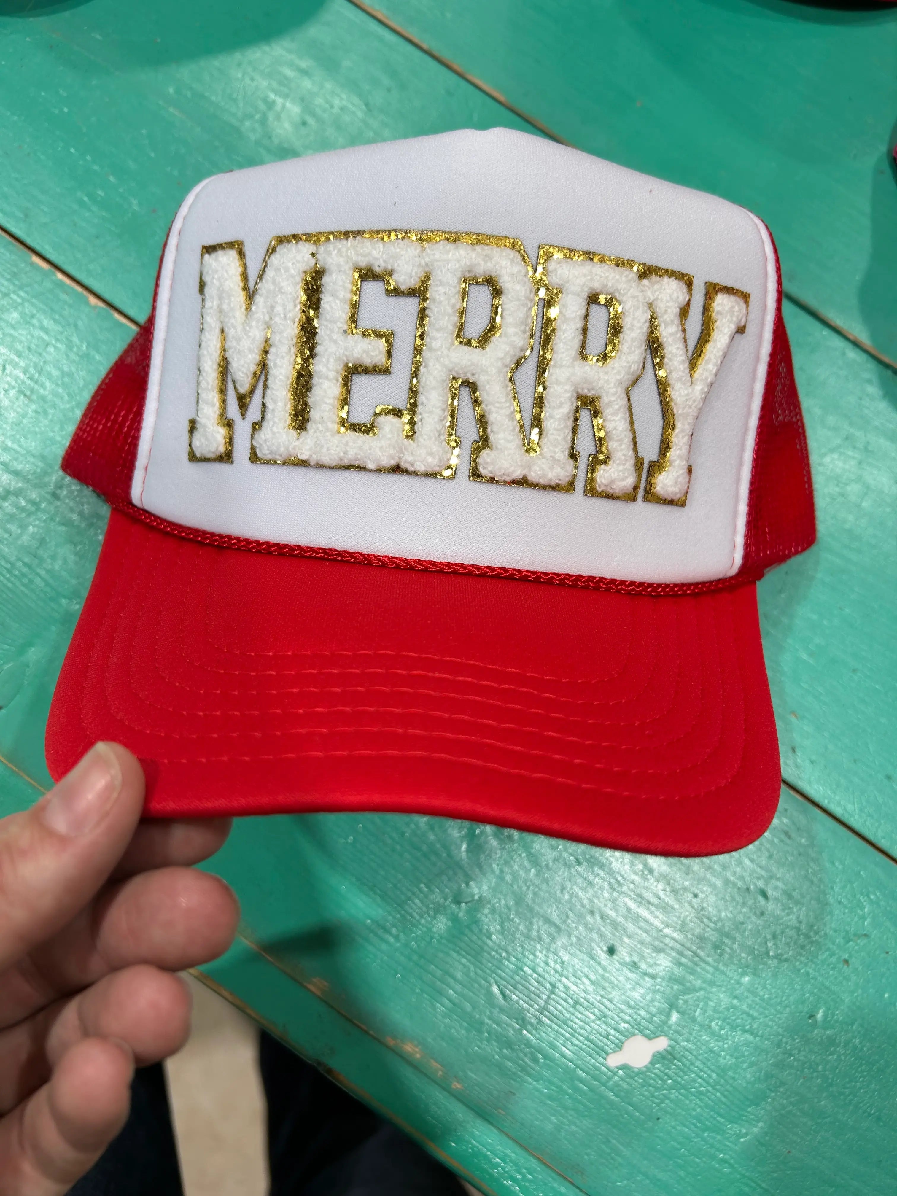 White Chenille Merry Trucker