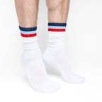 White 3 Stripe Casual Crew Socks