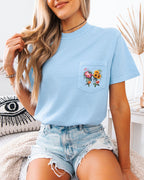 Wildflowers Bouquet Comfort Colors Pocket T-Shirt – Botanical Nature Camping Hiking Plant Graphic Tee