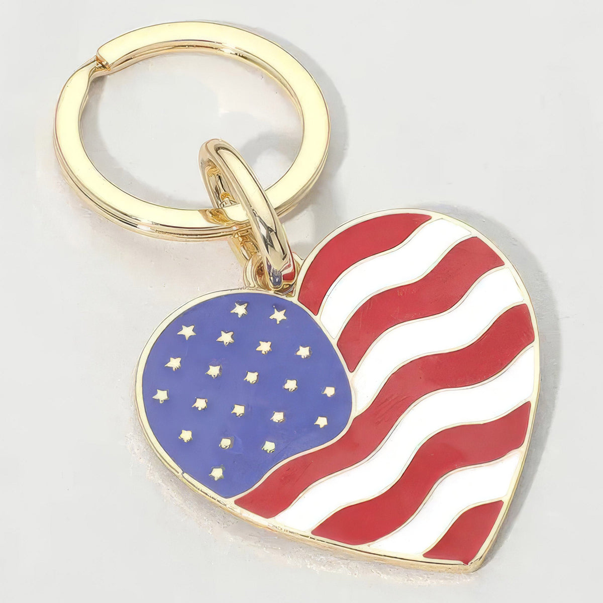 Women’s Heart-Shaped American Flag Keychain, Bag Tag, Belt Loop Tag