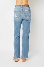 Judy Blue Full Size High Waist Straight Jeans with Heavy Destroy Plus Size