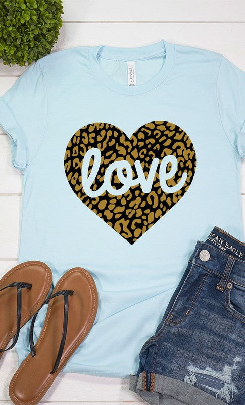 Love Leopard Heart Graphic Tee T-Shirt PLUS