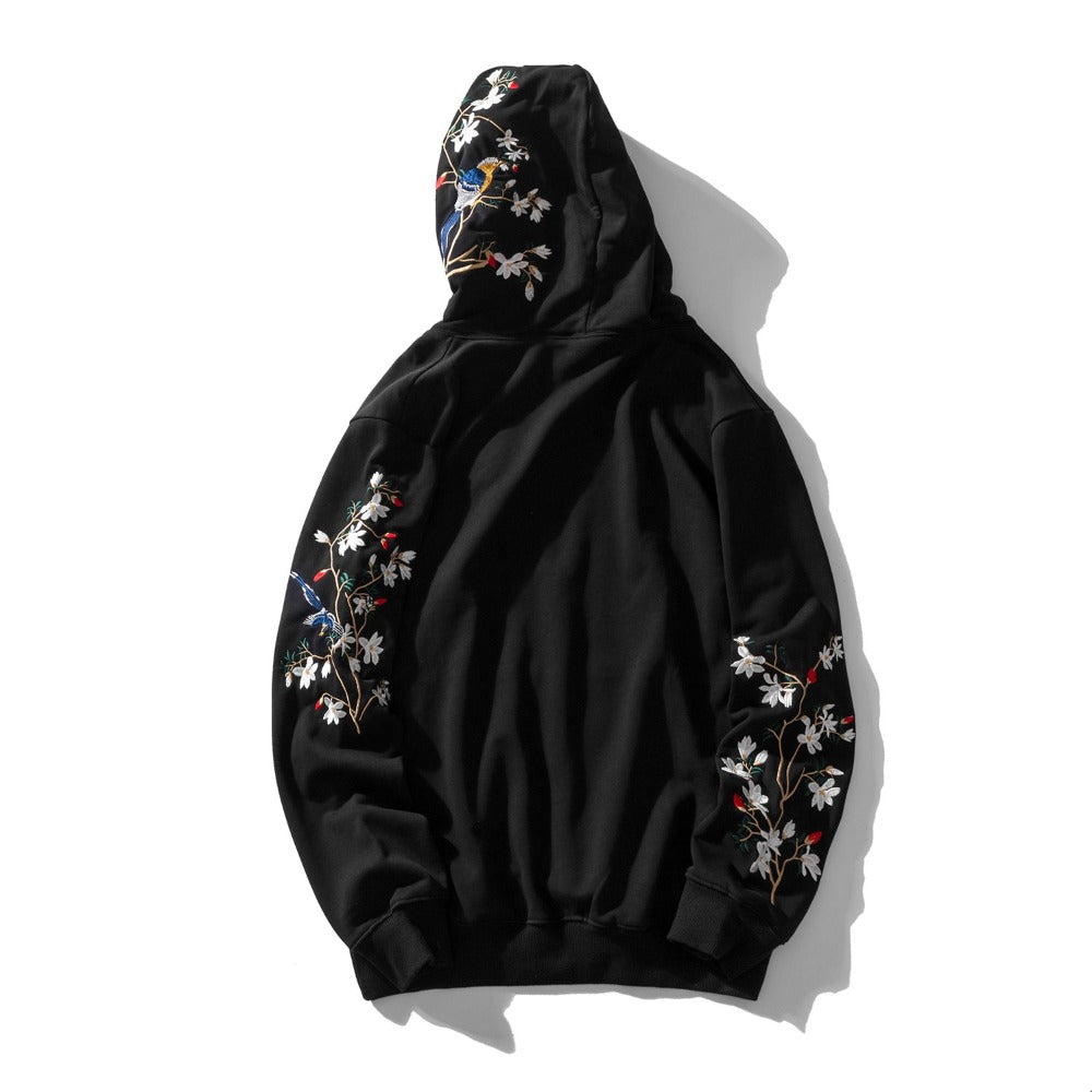 KH9083 Flowers Birds Embroidery Hoodie