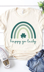 Happy Go Lucky Shamrock Rainbow Graphic Tee PLUS