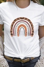 Leopard Brown Boho Rainbow Graphic Tee T-Shirt
