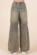 Women's Wide Leg Jeans Women's Jeans - Everyday Comfort - Washed Wide Leg