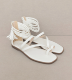 Oasis Society - Abril White Strappy Ankle Wrap Sandals