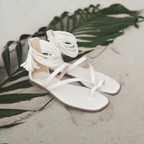 Oasis Society - Abril White Strappy Ankle Wrap Sandals