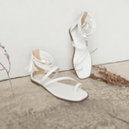 Oasis Society - Abril White Strappy Ankle Wrap Sandals