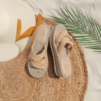 Oasis Society Rebel Beige Criss Cross Platform Espadrille Sandals