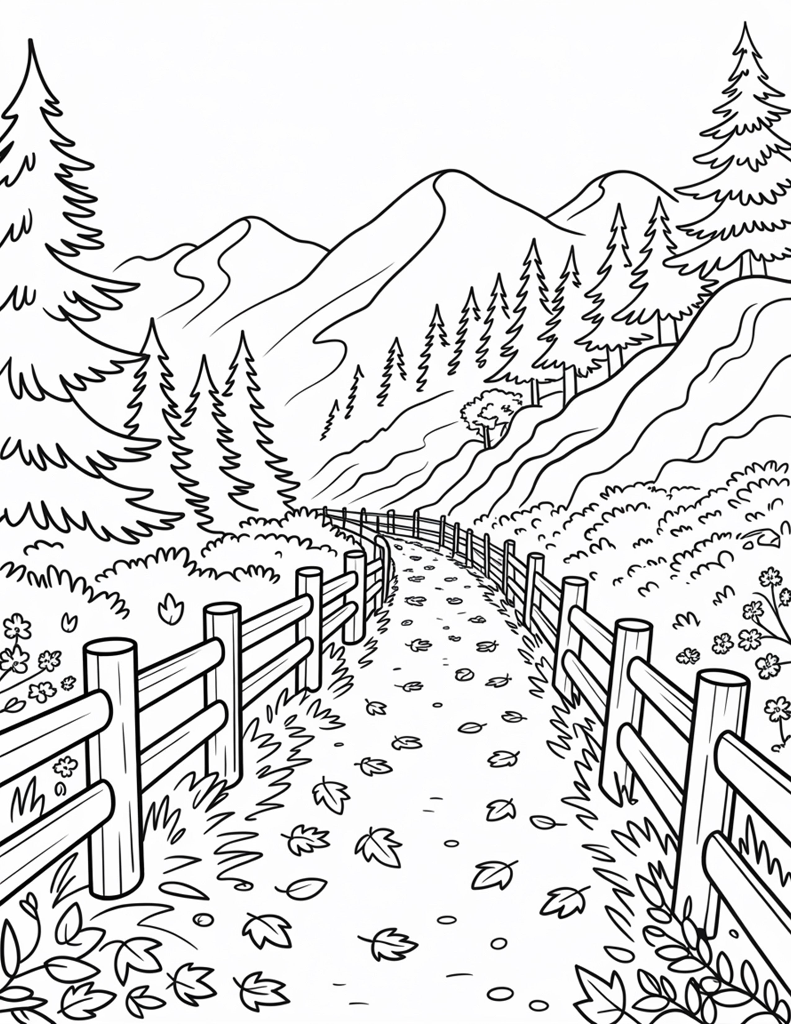 Autumn Landscapes Coloring Book – 150 Pages (Digital Download PDF)