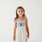 Azurea Hand-Embroidered Linen Dress | Artisan Floral Heirloom
