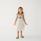 Azurea Hand-Embroidered Linen Dress | Artisan Floral Heirloom