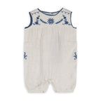 Azurea Linen Embroidery Romper