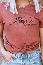 Montana My Home Heart State Graphic Tee T-Shirt