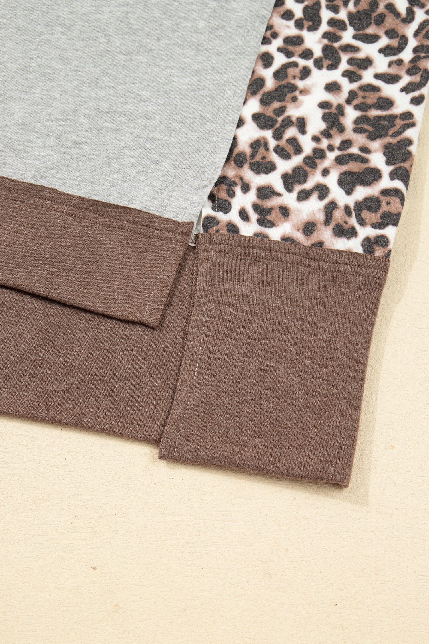 Gray Plus Size Leopard Color Block Patchwork Dolman Sweatshirt