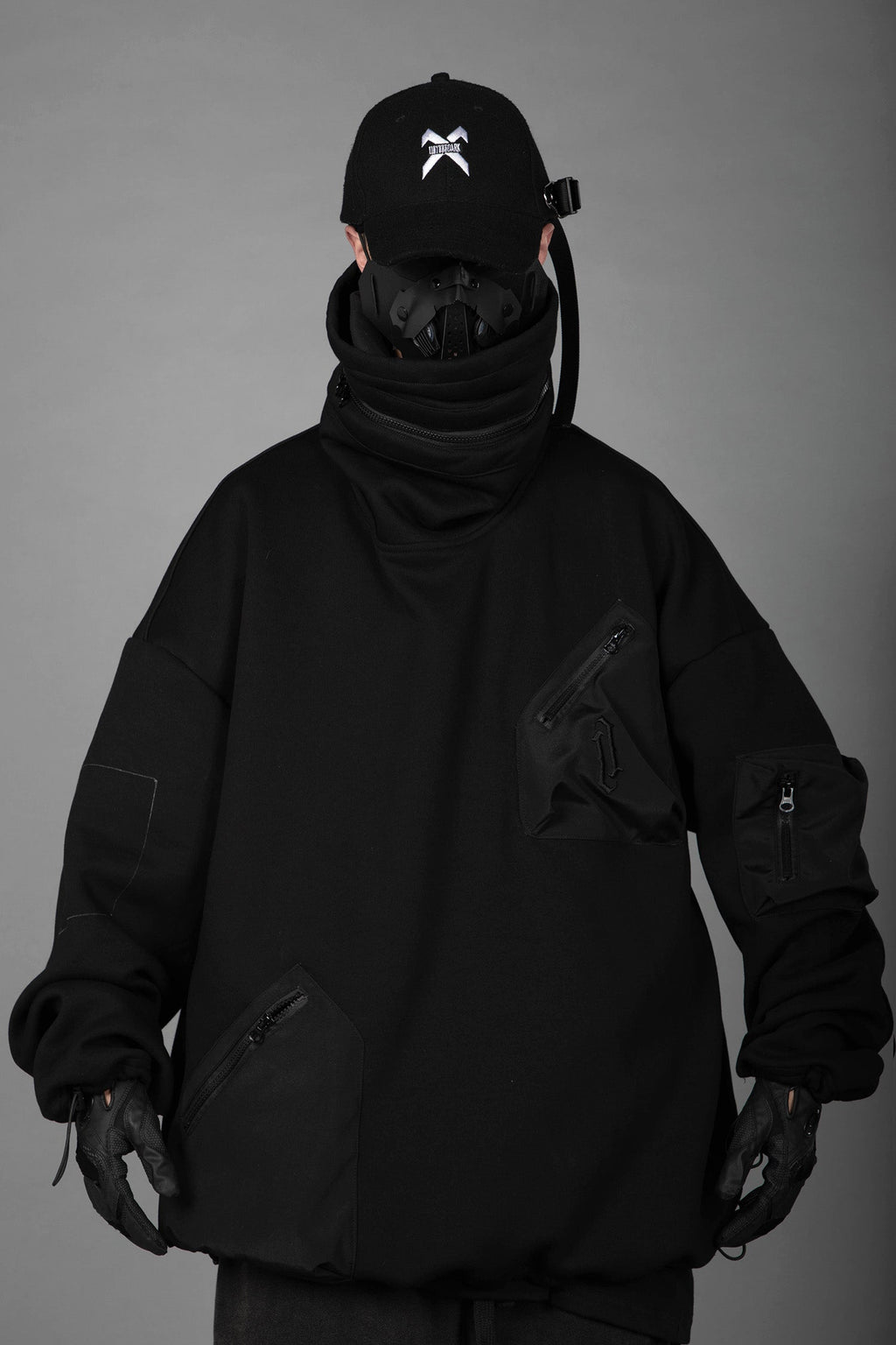 HiH33 Black Utility Hoodie
