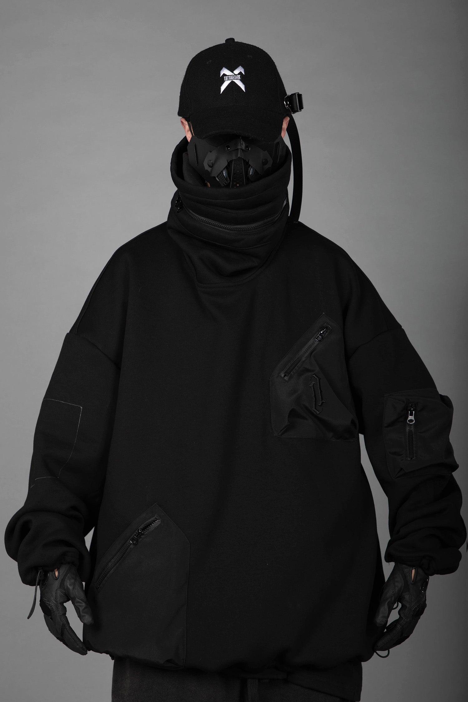 HiH33 Black Utility Hoodie