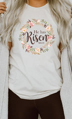 Floral He Has Risen Easter PLUS Graphic Tee T-Shirt