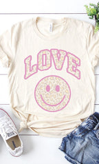 Retro Love Smiley Face Graphic Tee T-Shirt PLUS