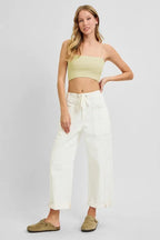 RISEN Full Size High Rise Crop Wide Barrel Cargo Pocket Jeans Plus Size