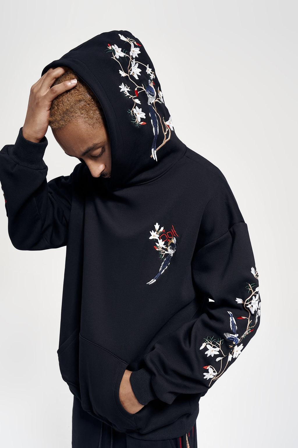 KH9083 Flowers Birds Embroidery Hoodie