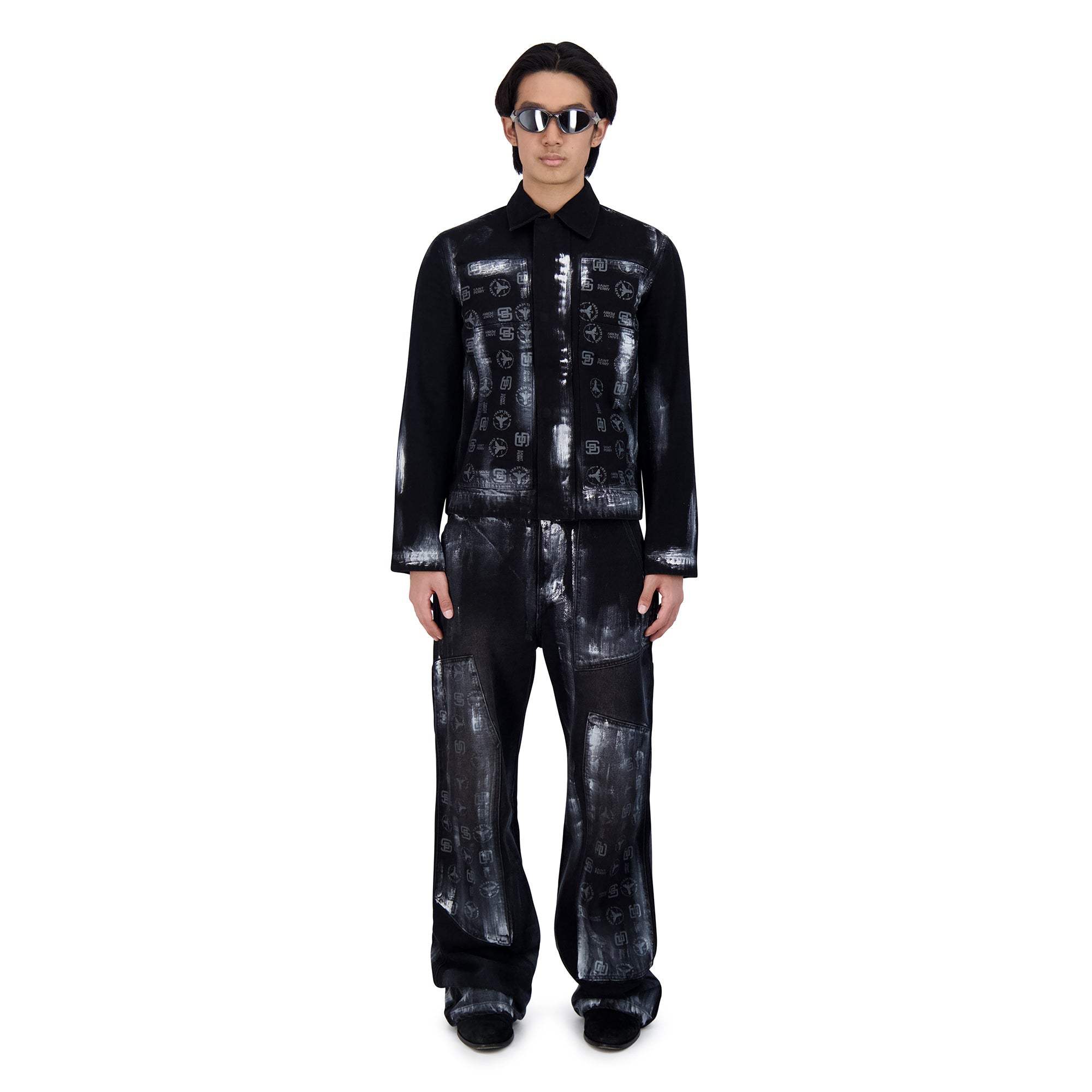 COATING DENIM PANTS BLK/SIL