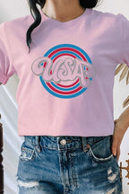 USA Patriotic Blue Red Circles July Graphic Tee T-Shirt