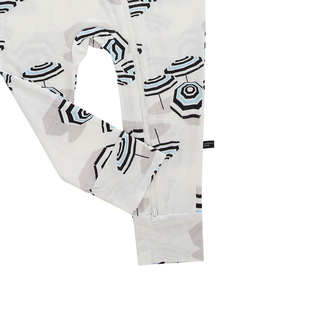 Amalfi Coast Beach Umbrella Black and White Zippered Romper