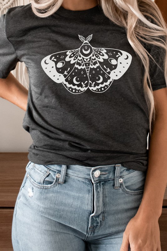 Ornamental Luna Moth Summer Night Graphic Tee T-Shirt