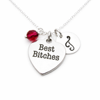 Best Bitches Necklace – Sterling Silver with Birthstone & Initial Charm