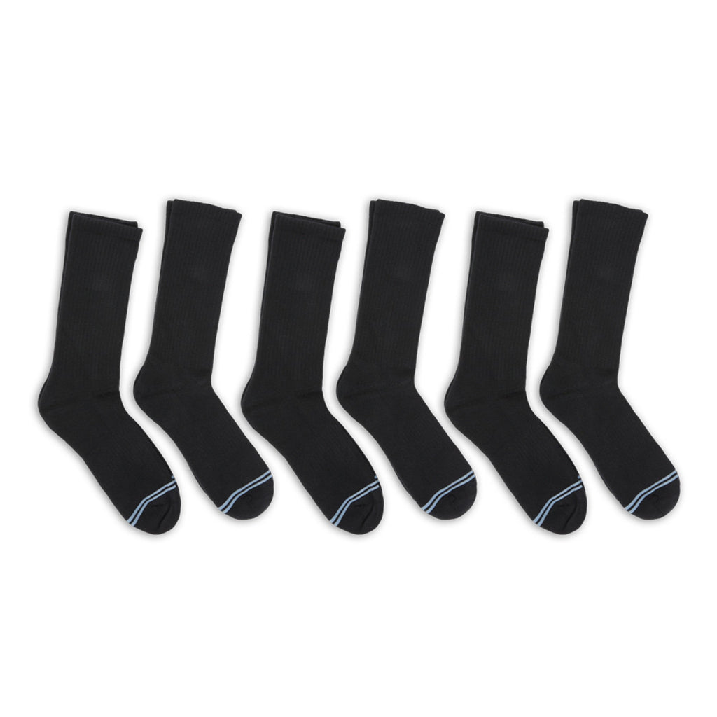 Black Casual Crew Socks 6-Pack