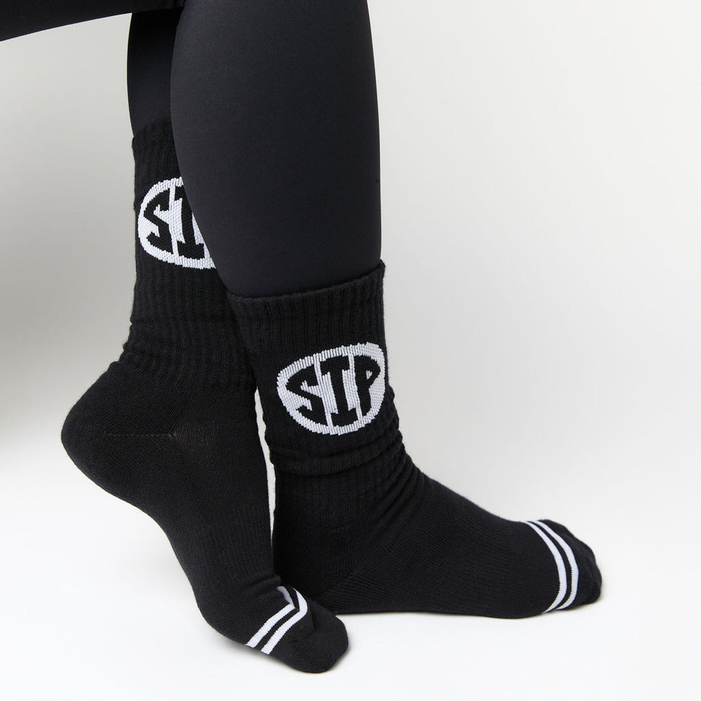 Black Sip Casual Crew Socks