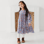Blue Printed Flared Dress