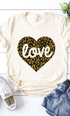 Love Leopard Heart Graphic Tee T-Shirt PLUS