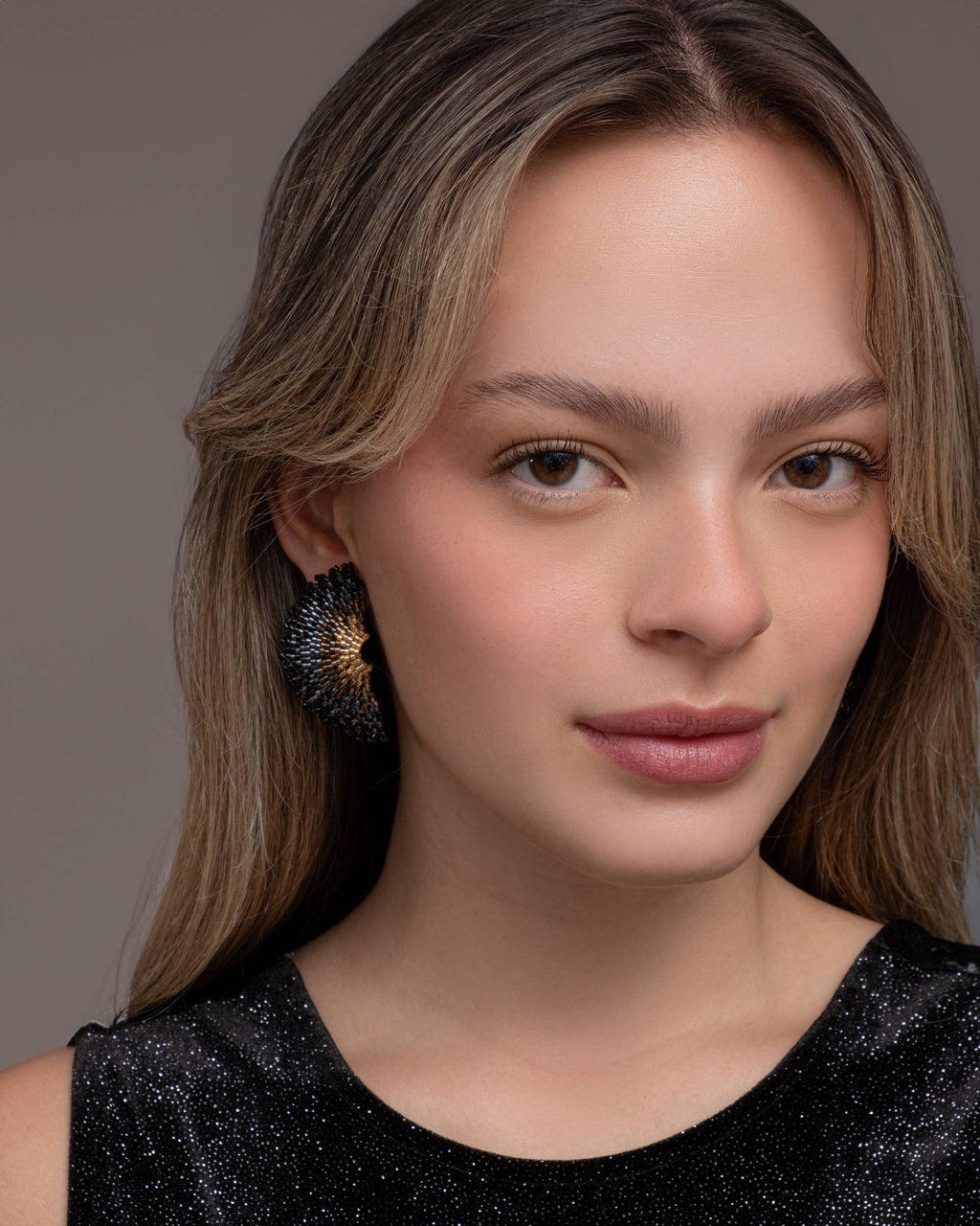 Beaded Handwoven Ginkgo Leaf Stud Earrings