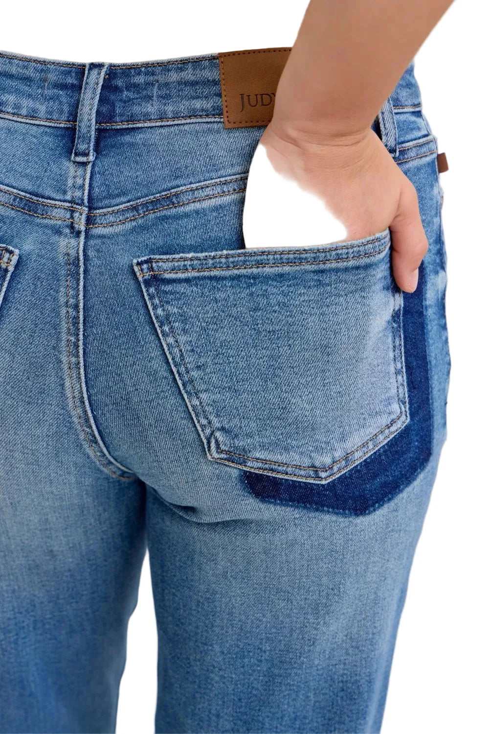 Judy Blue Full Size Mid Rise Bf Patch & Repair Destroy Release Hem Jeans Plus Size