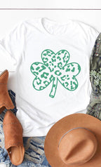 Green Leopard Clover Graphic Tee T-Shirt PLUS