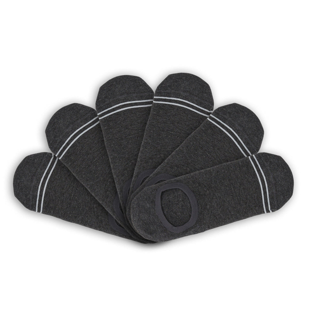 Charcoal Cotton No Show - 6 Pack