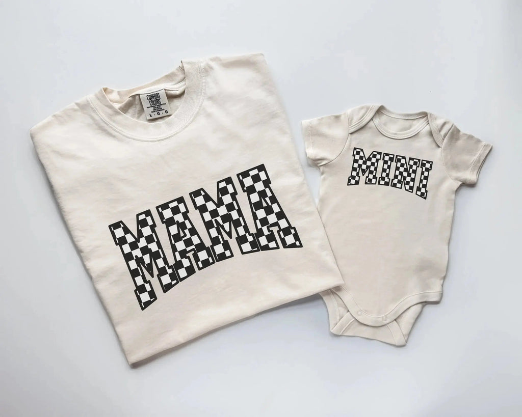 Cream Checkerboard Mama & Mini Matching Set | Mother Daughter Outfits