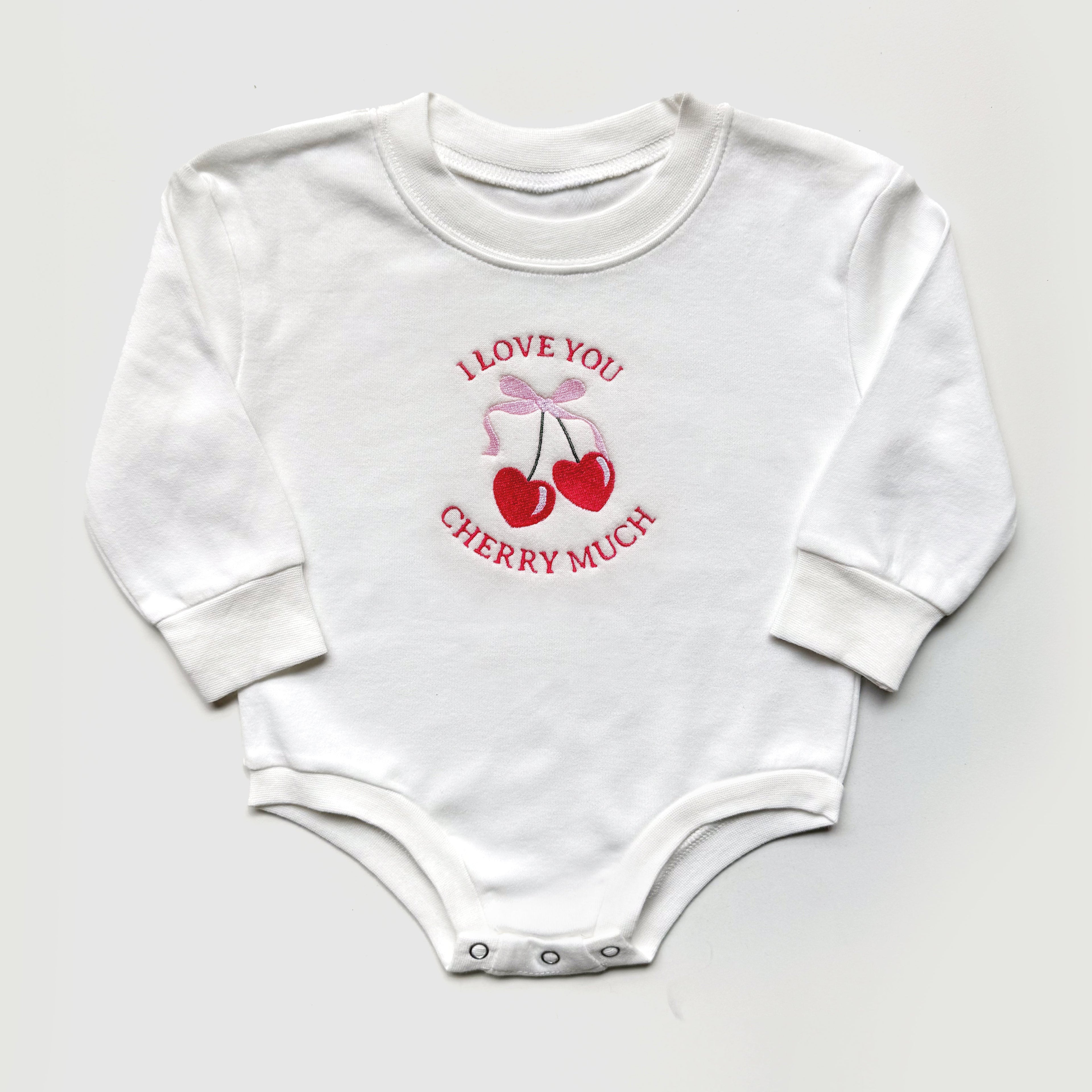 "I Love You Cherry Much" Embroidered Matching Sweatshirts and Baby Outfits