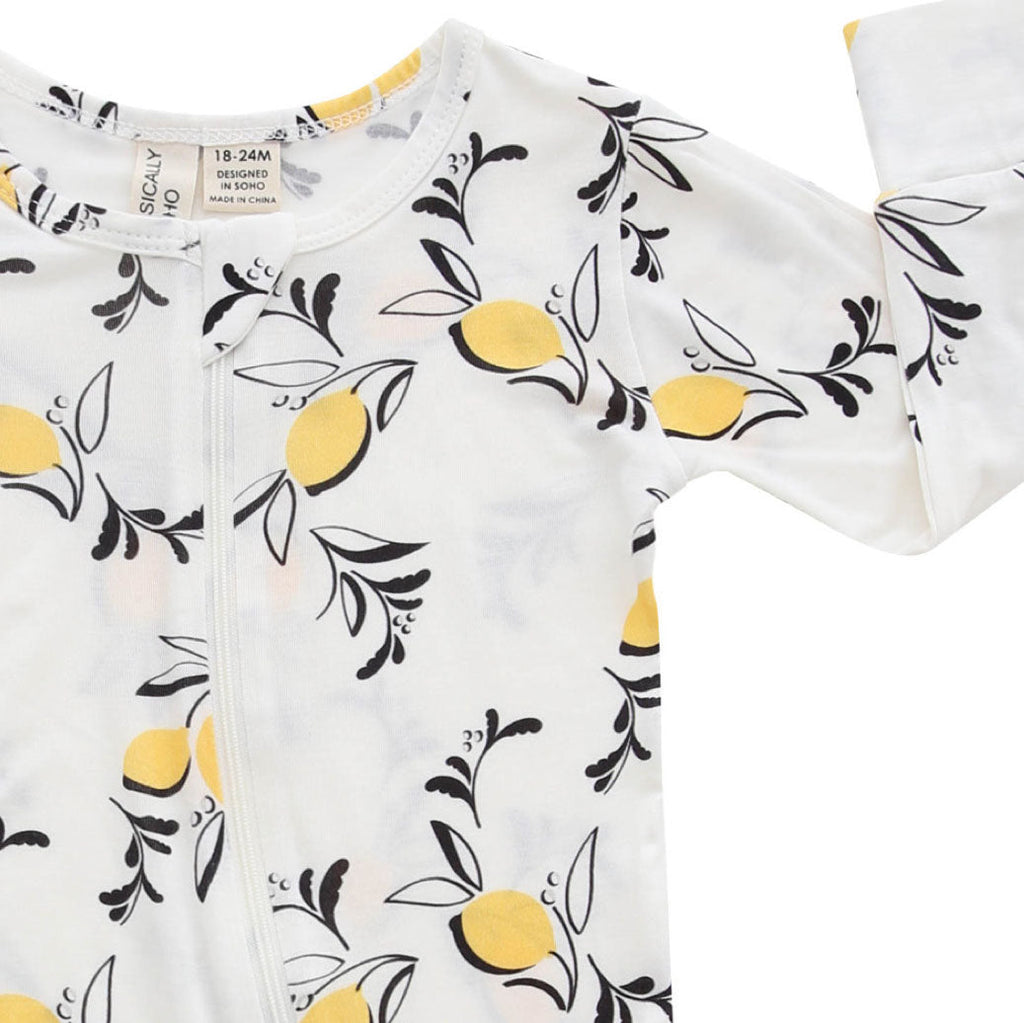 Amalfi Coast Lemon White Zippered Romper