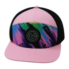 **ADULT** Color Vibes Hat - Flat Bill - Aurora - Pink / Black - Laser Mesh