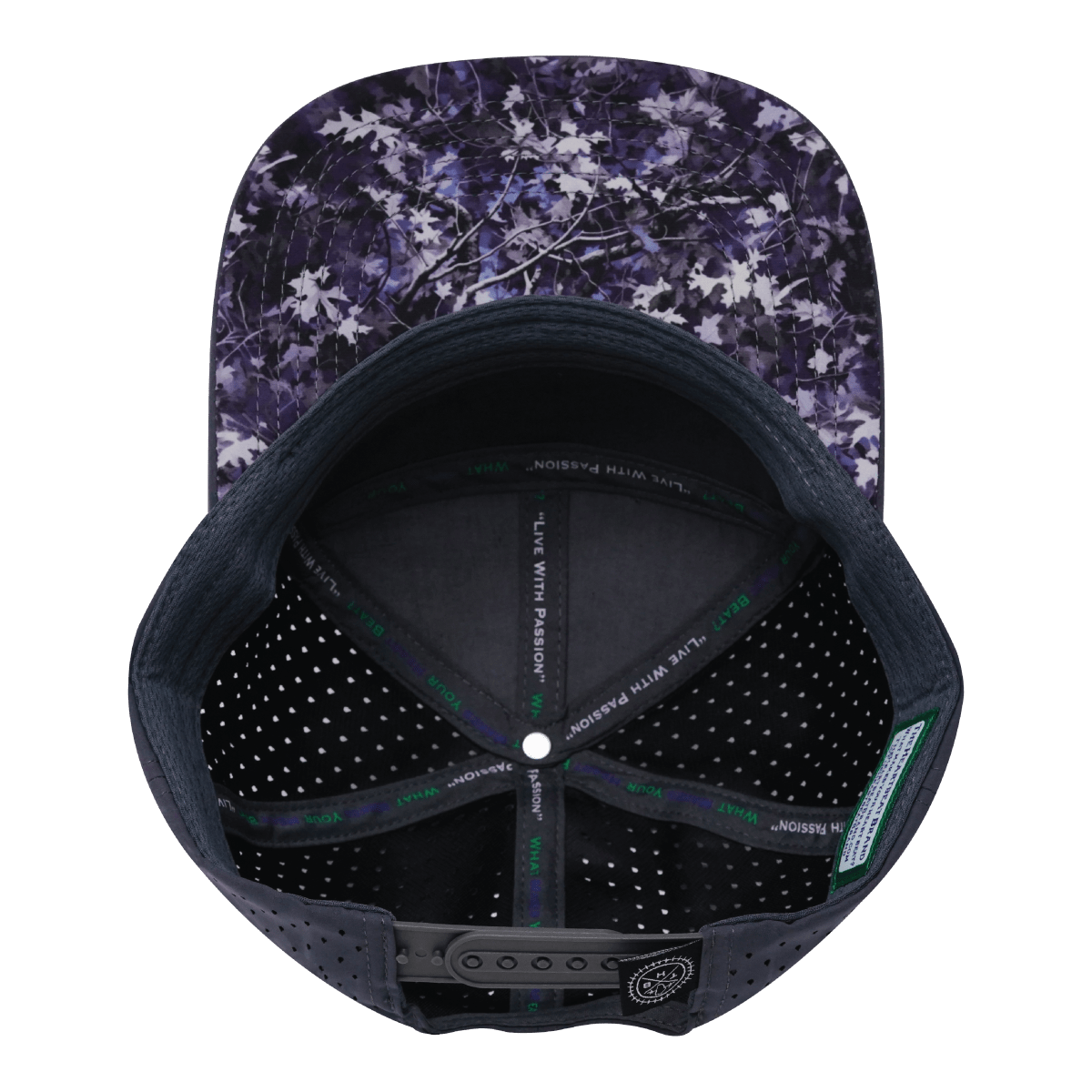 **ADULT** Color Vibes Hat - Flat Bill - Blue Fall Camo - Charcoal / White - Laser Mesh