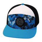 **ADULT** Color Vibes Hat - Flat Bill - Blue Shock - Neon Blue / White / Black - Laser Mesh