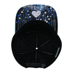 **ADULT** Color Vibes Hat - Flat Bill - Love Rising - Neon Green Blue / White / Black - Laser Mesh